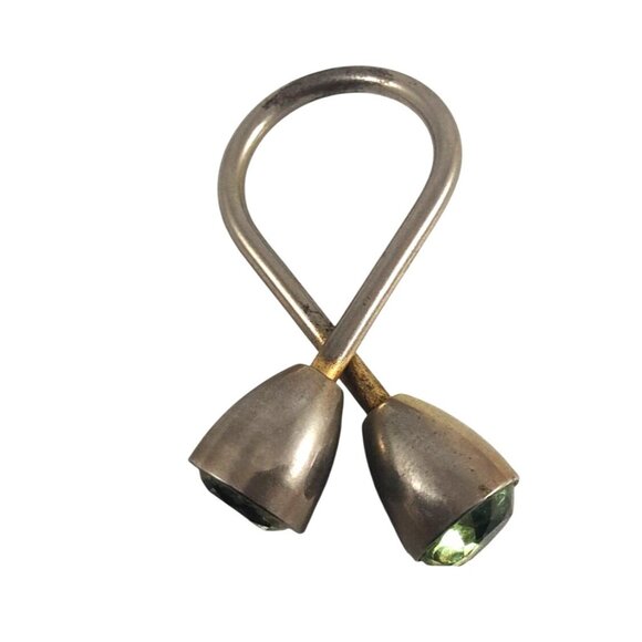 COPY - Vintage Faux Peridot Silver Tone 2.25" Shawl Tie Scarf Cloak Cross Twist… - Picture 2 of 8